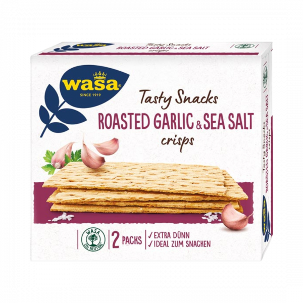 Wasa Tasty Snacks Knoblauch und Meersalz Crisps, 2 Packs, 190g